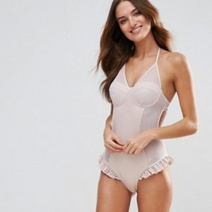 Lost Ink Frill Swimsuit - ASOS